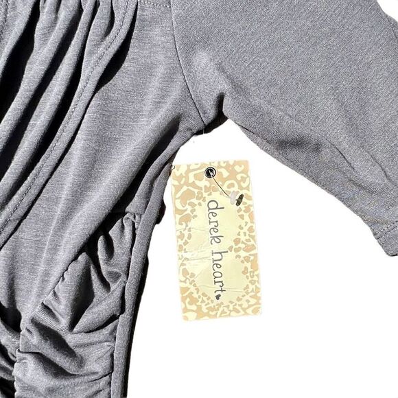 NWT DEREK HEART Grey Body Con Dress W/Front Crossed Fabric Size Large - Picture 4 of 5